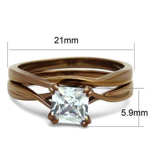 Wedding Rings for Women Engagement Cubic Zirconia Promise Ring Set for Her in Brown Coffee Tone Fondi - Jewelry Store by Erik Rayo