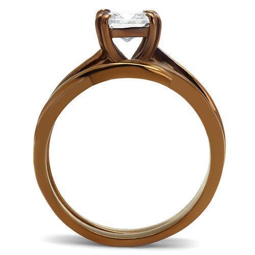 Wedding Rings for Women Engagement Cubic Zirconia Promise Ring Set for Her in Brown Coffee Tone Fondi - Jewelry Store by Erik Rayo