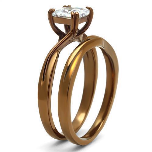 Wedding Rings for Women Engagement Cubic Zirconia Promise Ring Set for Her in Brown Coffee Tone Fondi - Jewelry Store by Erik Rayo
