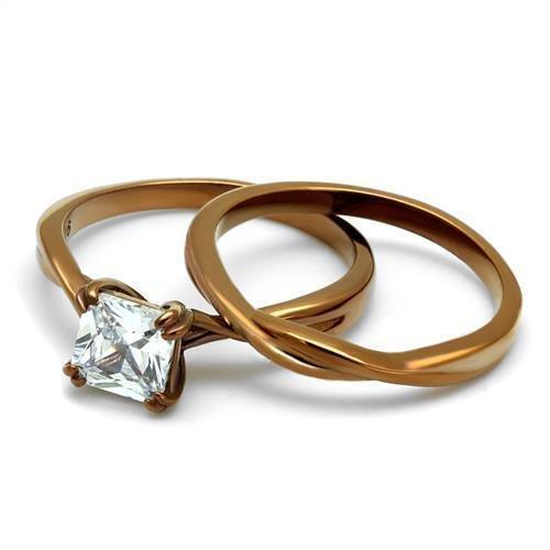Wedding Rings for Women Engagement Cubic Zirconia Promise Ring Set for Her in Brown Coffee Tone Fondi - Jewelry Store by Erik Rayo