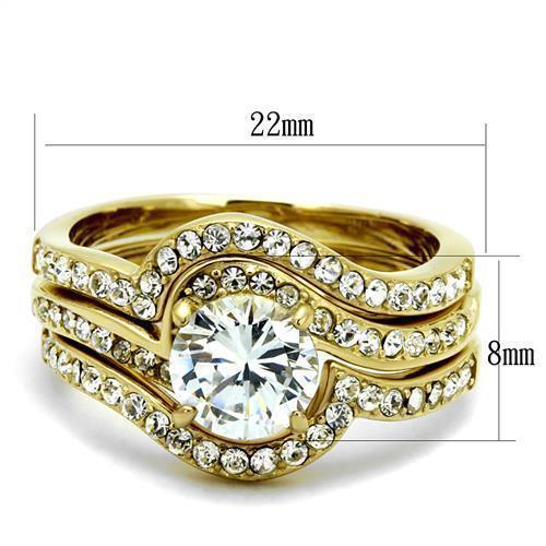 Wedding Rings for Women Engagement Cubic Zirconia Promise Ring Set for Her in Gold Tone 316L Stainless Steel Ring Avezzano - Jewelry Store by Erik Rayo
