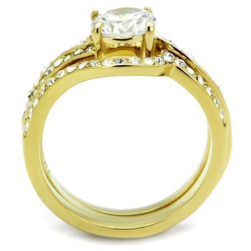 Wedding Rings for Women Engagement Cubic Zirconia Promise Ring Set for Her in Gold Tone 316L Stainless Steel Ring Avezzano - Jewelry Store by Erik Rayo