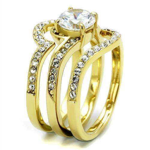 Wedding Rings for Women Engagement Cubic Zirconia Promise Ring Set for Her in Gold Tone 316L Stainless Steel Ring Avezzano - Jewelry Store by Erik Rayo