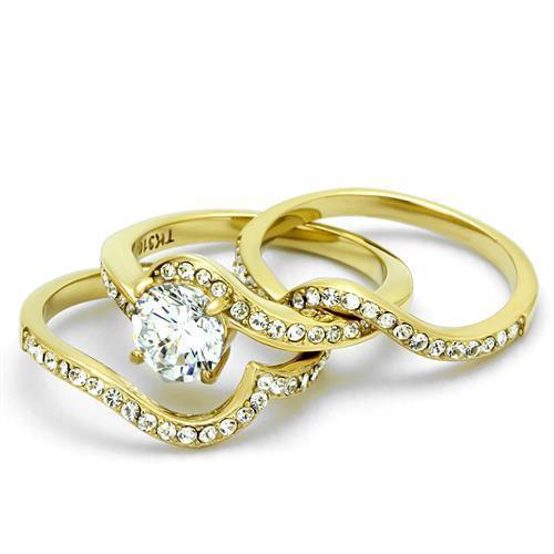 Wedding Rings for Women Engagement Cubic Zirconia Promise Ring Set for Her in Gold Tone 316L Stainless Steel Ring Avezzano - Jewelry Store by Erik Rayo