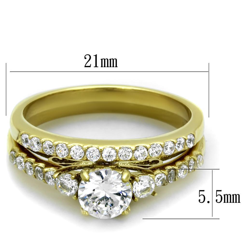 Wedding Rings for Women Engagement Cubic Zirconia Promise Ring Set for Her in Gold Tone 316L Stainless Steel Ring Reggio Bono - Jewelry Store by Erik Rayo