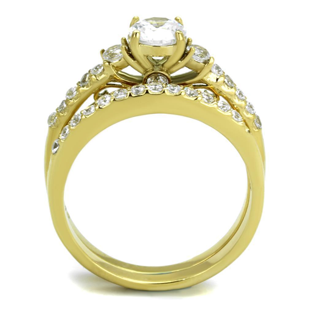 Wedding Rings for Women Engagement Cubic Zirconia Promise Ring Set for Her in Gold Tone 316L Stainless Steel Ring Reggio Bono - Jewelry Store by Erik Rayo