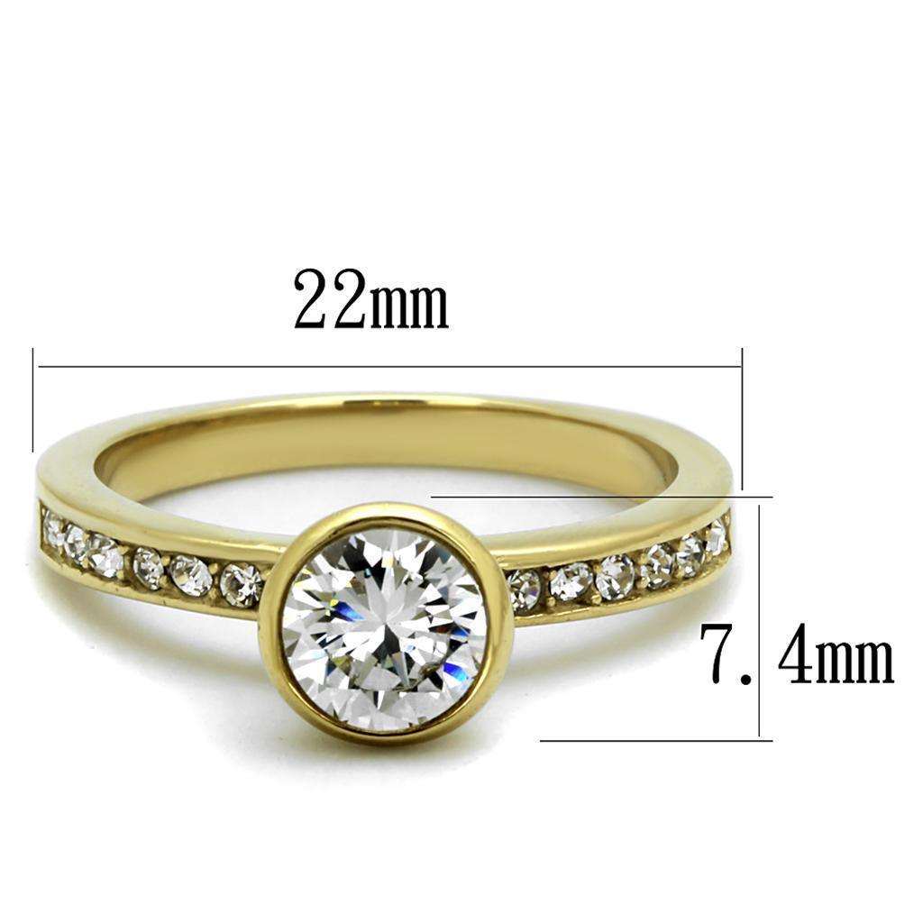 Wedding Rings for Women Engagement Cubic Zirconia Promise Ring Set for Her in Gold Tone 316L Stainless Steel Ring Stella - Jewelry Store by Erik Rayo