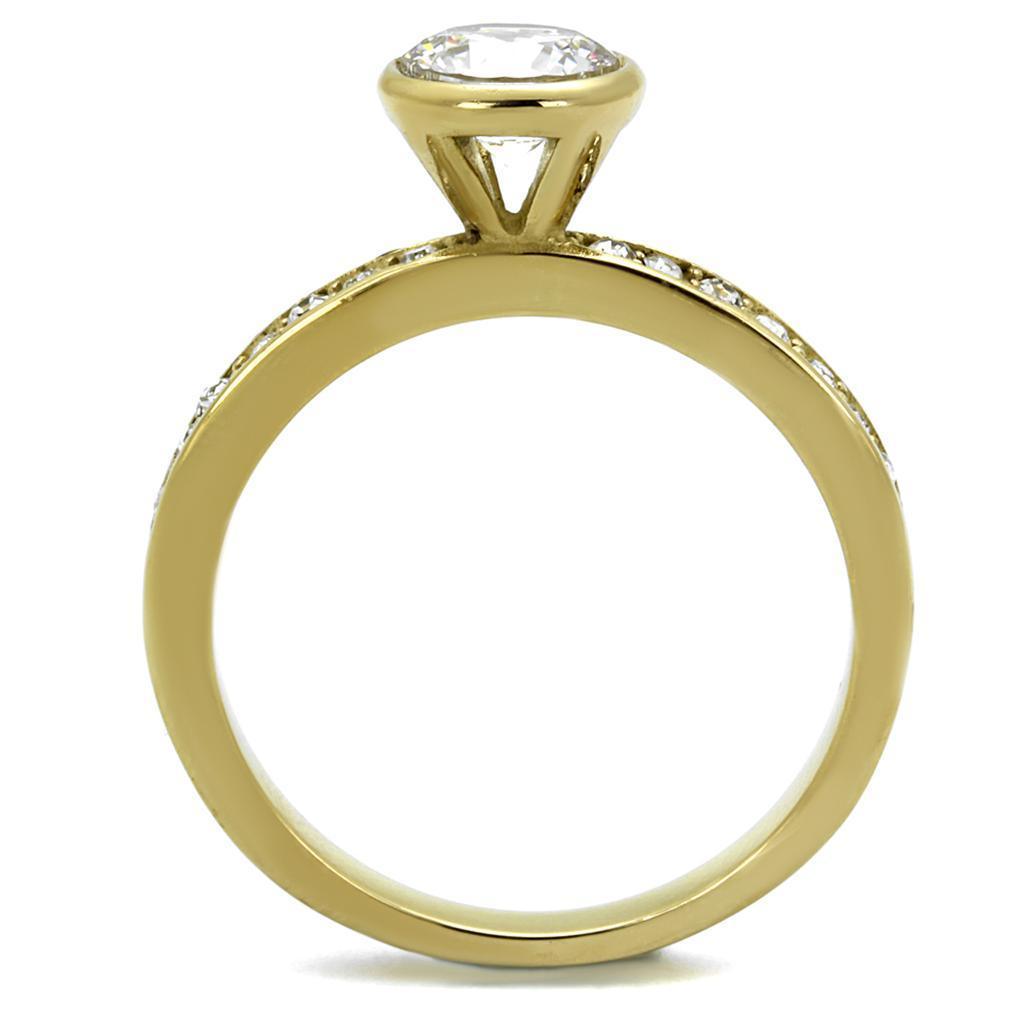 Wedding Rings for Women Engagement Cubic Zirconia Promise Ring Set for Her in Gold Tone 316L Stainless Steel Ring Stella - Jewelry Store by Erik Rayo