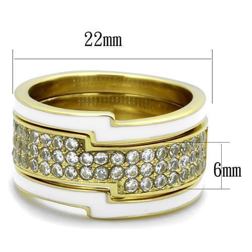 Wedding Rings for Women Engagement Cubic Zirconia Promise Ring Set for Her in Gold Tone 316L Stainless Steel Ring with AAA Grade CZ Forio - Jewelry Store by Erik Rayo