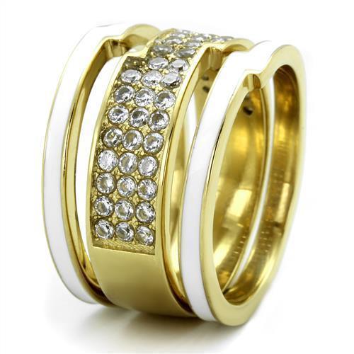 Wedding Rings for Women Engagement Cubic Zirconia Promise Ring Set for Her in Gold Tone 316L Stainless Steel Ring with AAA Grade CZ Forio - Jewelry Store by Erik Rayo