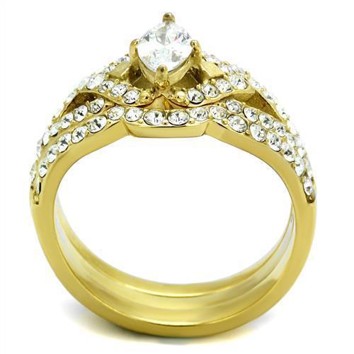 Wedding Rings for Women Engagement Cubic Zirconia Promise Ring Set for Her in Gold Tone Atri - Jewelry Store by Erik Rayo