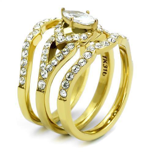 Wedding Rings for Women Engagement Cubic Zirconia Promise Ring Set for Her in Gold Tone Atri - Jewelry Store by Erik Rayo