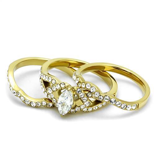 Wedding Rings for Women Engagement Cubic Zirconia Promise Ring Set for Her in Gold Tone Atri - Jewelry Store by Erik Rayo