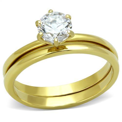 Wedding Rings for Women Engagement Cubic Zirconia Promise Ring Set for Her in Gold Tone Avital - Jewelry Store by Erik Rayo