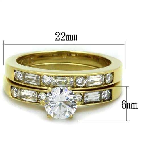 Wedding Rings for Women Engagement Cubic Zirconia Promise Ring Set for Her in Gold Tone Lugo - Jewelry Store by Erik Rayo