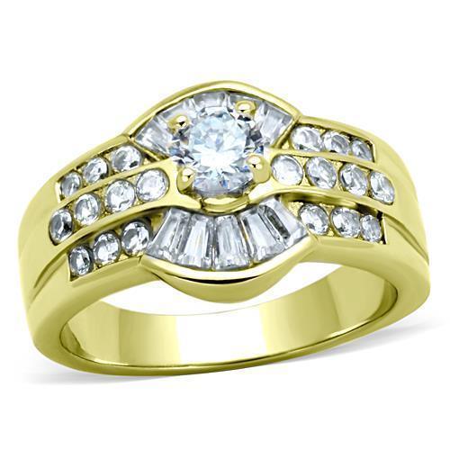 Wedding Rings for Women Engagement Cubic Zirconia Promise Ring Set for Her in Gold Tone Milcah - Jewelry Store by Erik Rayo