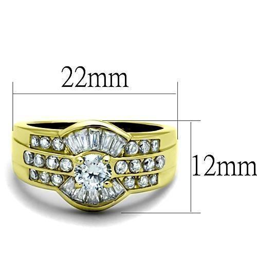 Wedding Rings for Women Engagement Cubic Zirconia Promise Ring Set for Her in Gold Tone Milcah - Jewelry Store by Erik Rayo