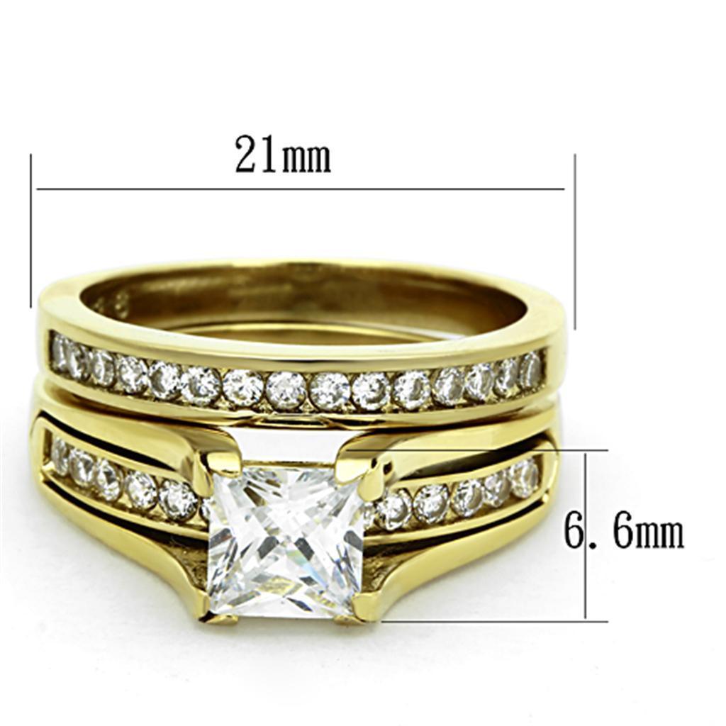 Wedding Rings for Women Engagement Cubic Zirconia Promise Ring Set for Her in Gold Tone Rose - Jewelry Store by Erik Rayo