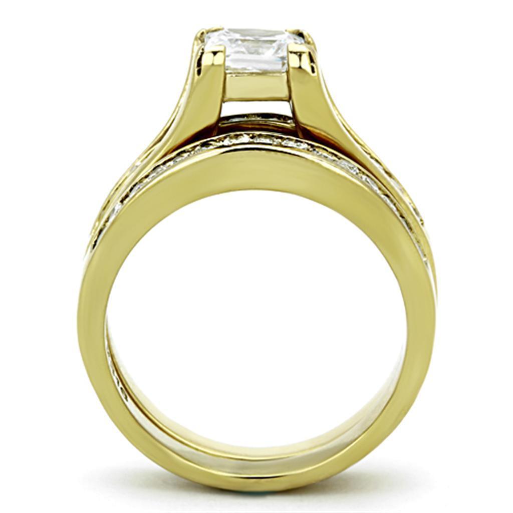 Wedding Rings for Women Engagement Cubic Zirconia Promise Ring Set for Her in Gold Tone Rose - Jewelry Store by Erik Rayo