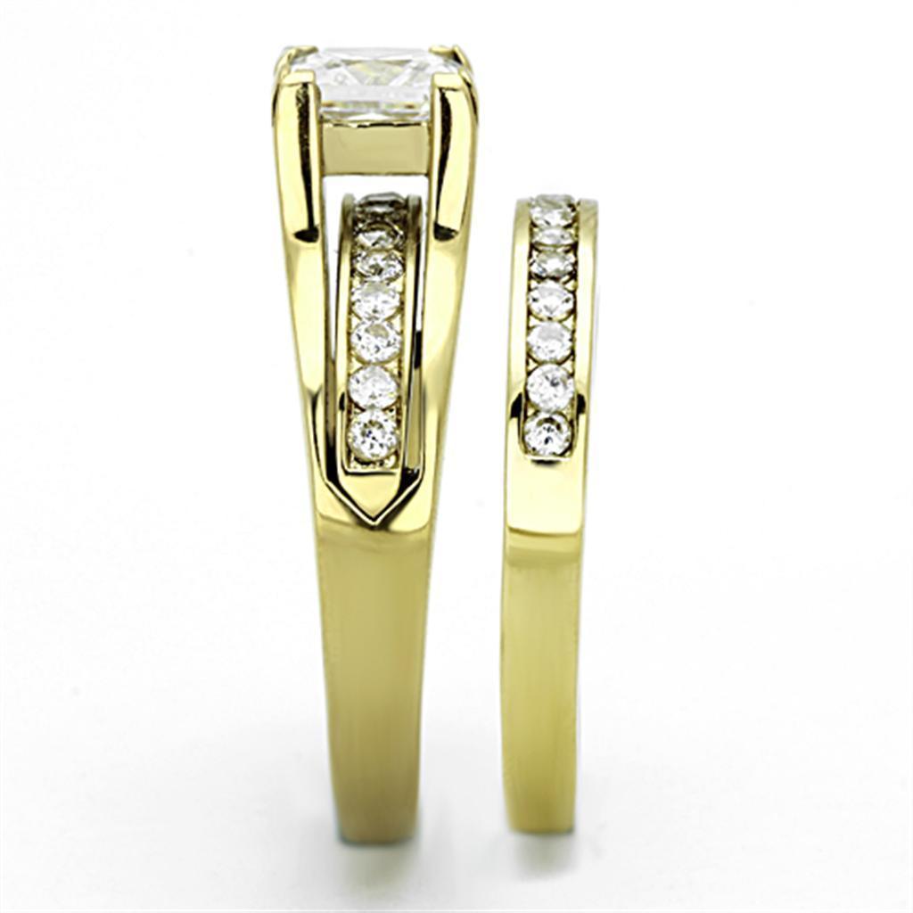 Wedding Rings for Women Engagement Cubic Zirconia Promise Ring Set for Her in Gold Tone Rose - Jewelry Store by Erik Rayo