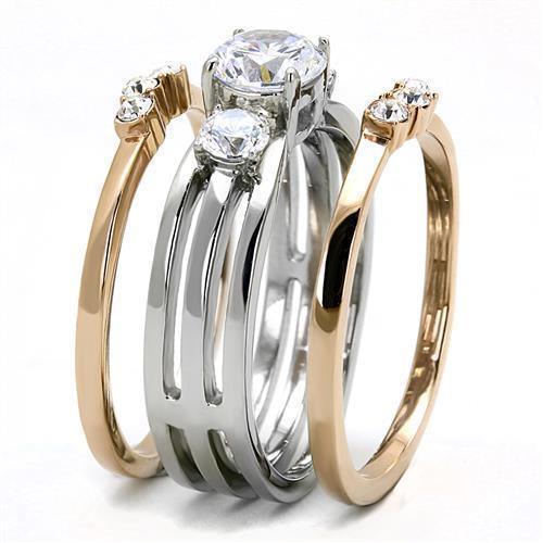 Wedding Rings for Women Engagement Cubic Zirconia Promise Ring Set for Her in Gold Tone TK3212 - Jewelry Store by Erik Rayo
