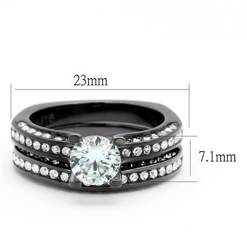 Wedding Rings for Women Engagement Cubic Zirconia Promise Ring Set for Her in Light Black - Jewelry Store by Erik Rayo