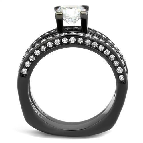 Wedding Rings for Women Engagement Cubic Zirconia Promise Ring Set for Her in Light Black - Jewelry Store by Erik Rayo