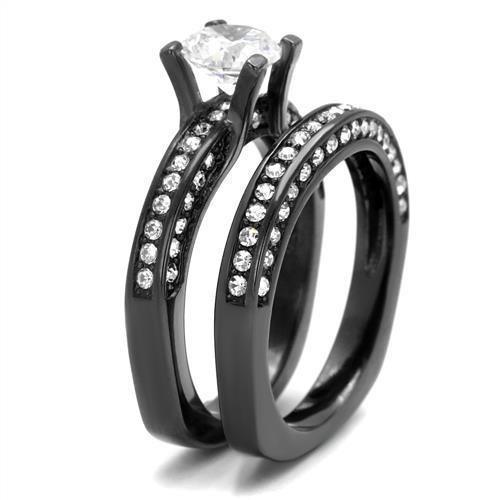 Wedding Rings for Women Engagement Cubic Zirconia Promise Ring Set for Her in Light Black - Jewelry Store by Erik Rayo