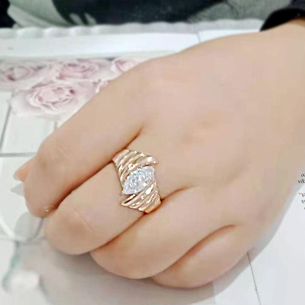 Wedding Rings for Women Engagement Cubic Zirconia Promise Ring Set for Her in Rose Gold TK3787 - Jewelry Store by Erik Rayo