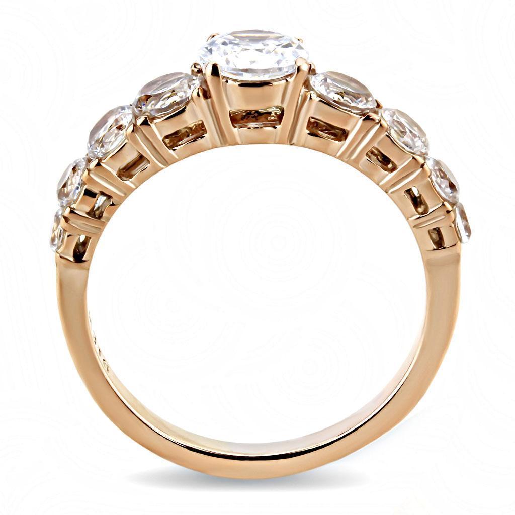 Wedding Rings for Women Engagement Cubic Zirconia Promise Ring Set for Her in Rose Gold Tone Amman Clear - Jewelry Store by Erik Rayo