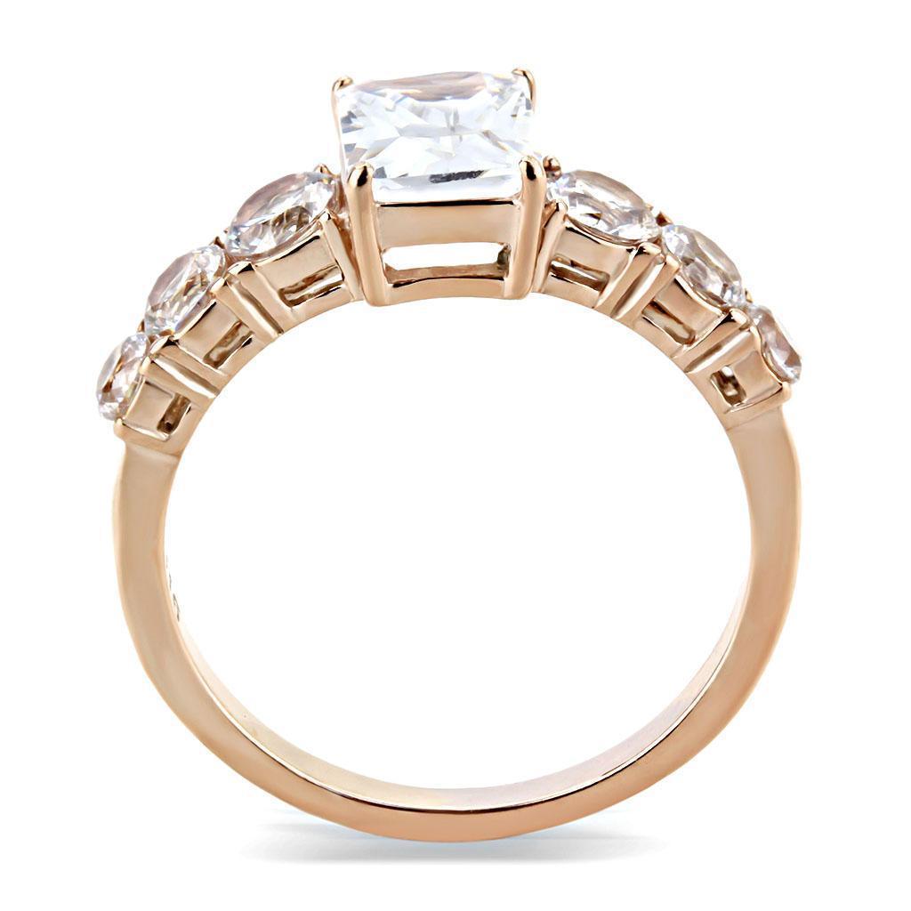 Wedding Rings for Women Engagement Cubic Zirconia Promise Ring Set for Her in Rose Gold Tone Ankara Clear - Jewelry Store by Erik Rayo