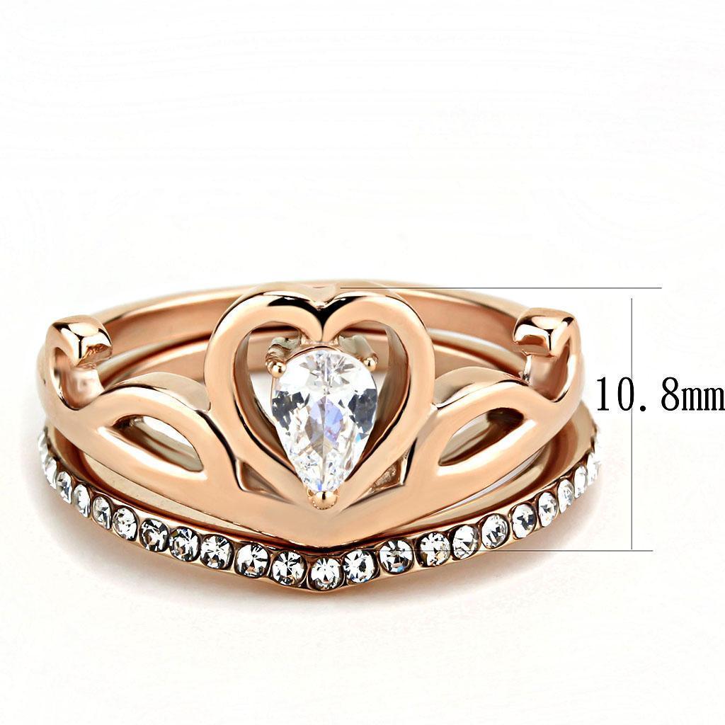 Wedding Rings for Women Engagement Cubic Zirconia Promise Ring Set for Her in Rose Gold Tone Baku Clear - Jewelry Store by Erik Rayo