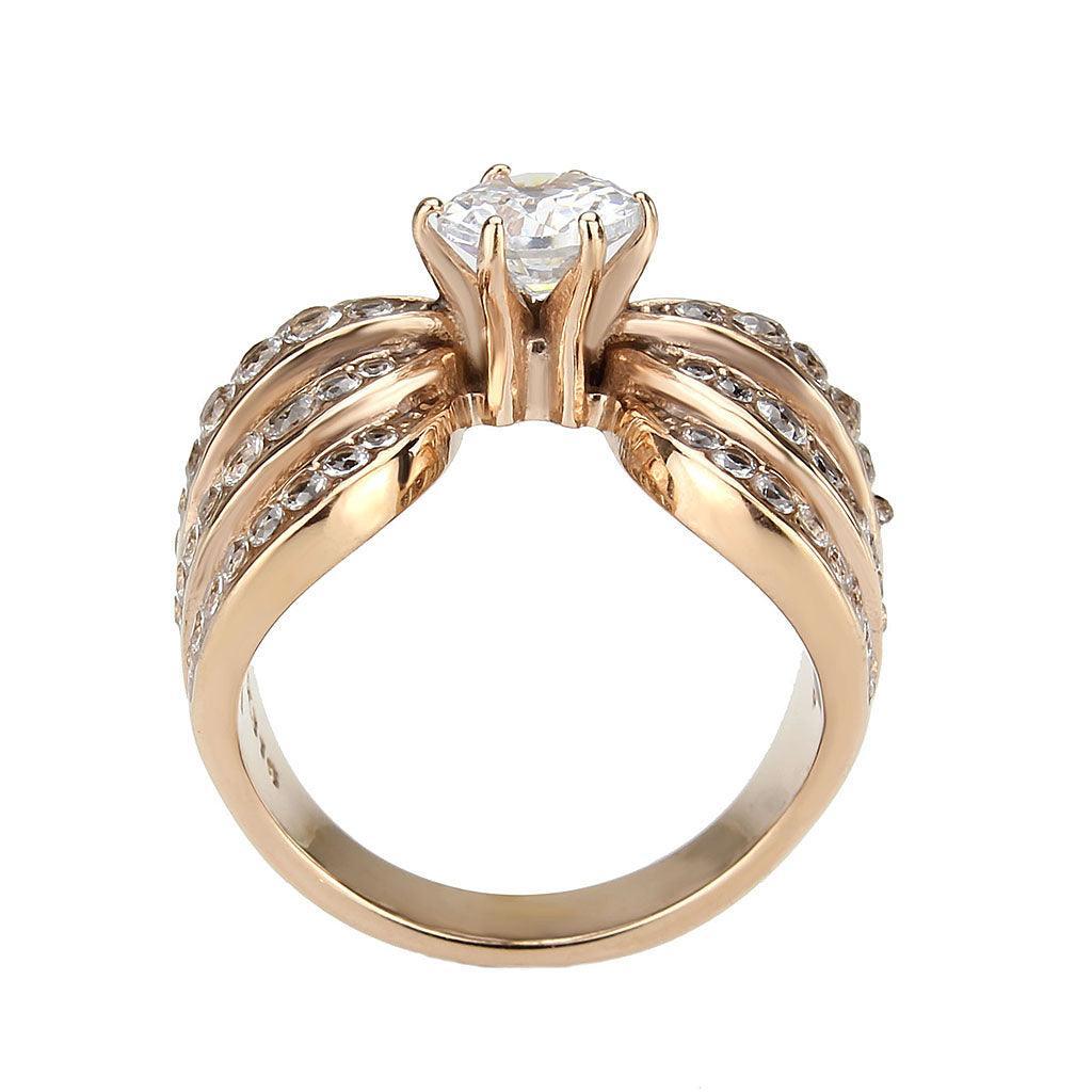 Wedding Rings for Women Engagement Cubic Zirconia Promise Ring Set for Her in Rose Gold Tone TK3786 - Jewelry Store by Erik Rayo