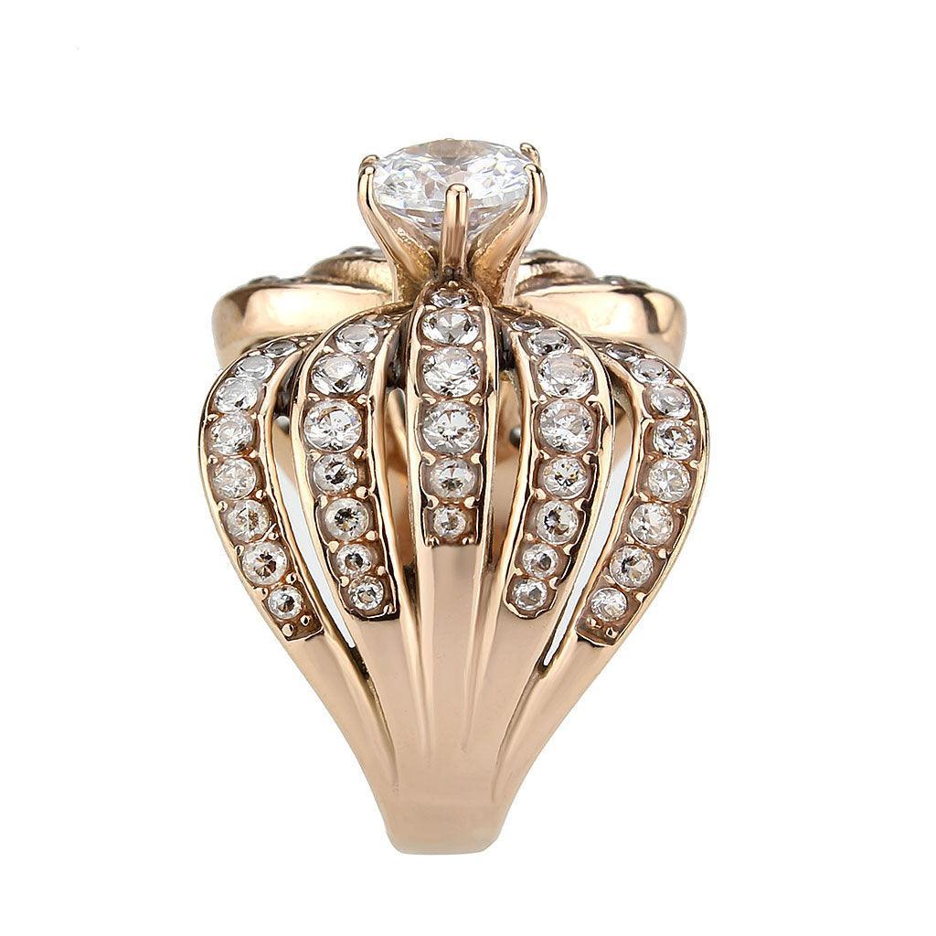 Wedding Rings for Women Engagement Cubic Zirconia Promise Ring Set for Her in Rose Gold Tone TK3786 - Jewelry Store by Erik Rayo