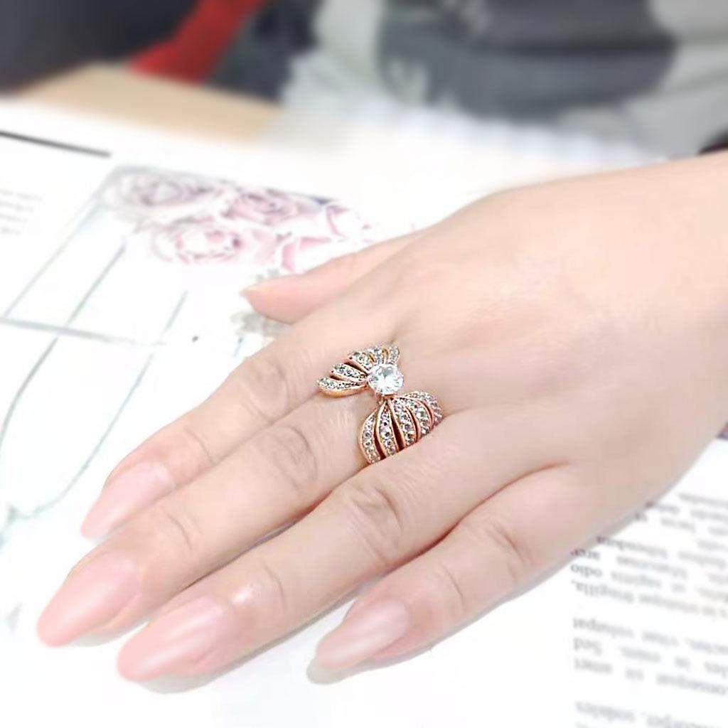 Wedding Rings for Women Engagement Cubic Zirconia Promise Ring Set for Her in Rose Gold Tone TK3786 - Jewelry Store by Erik Rayo