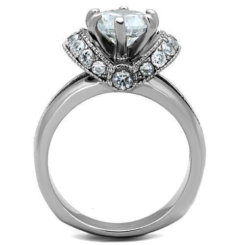 Wedding Rings for Women Engagement Cubic Zirconia Promise Ring Set for Her in Silver Tone Beirut Clear - Jewelry Store by Erik Rayo