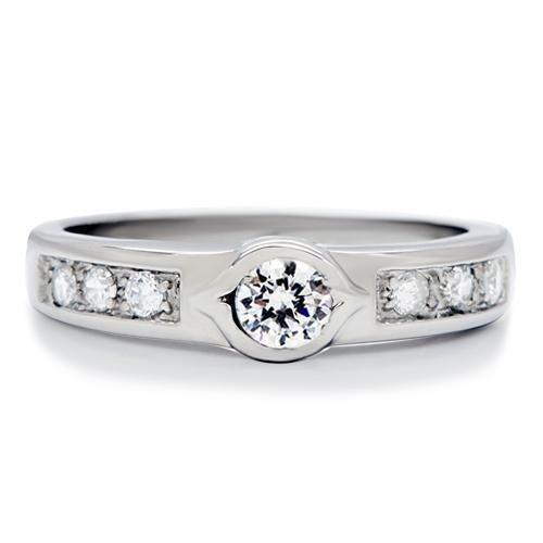 Wedding Rings for Women Engagement Cubic Zirconia Promise Ring Set for Her in Silver Tone Bezel - Jewelry Store by Erik Rayo