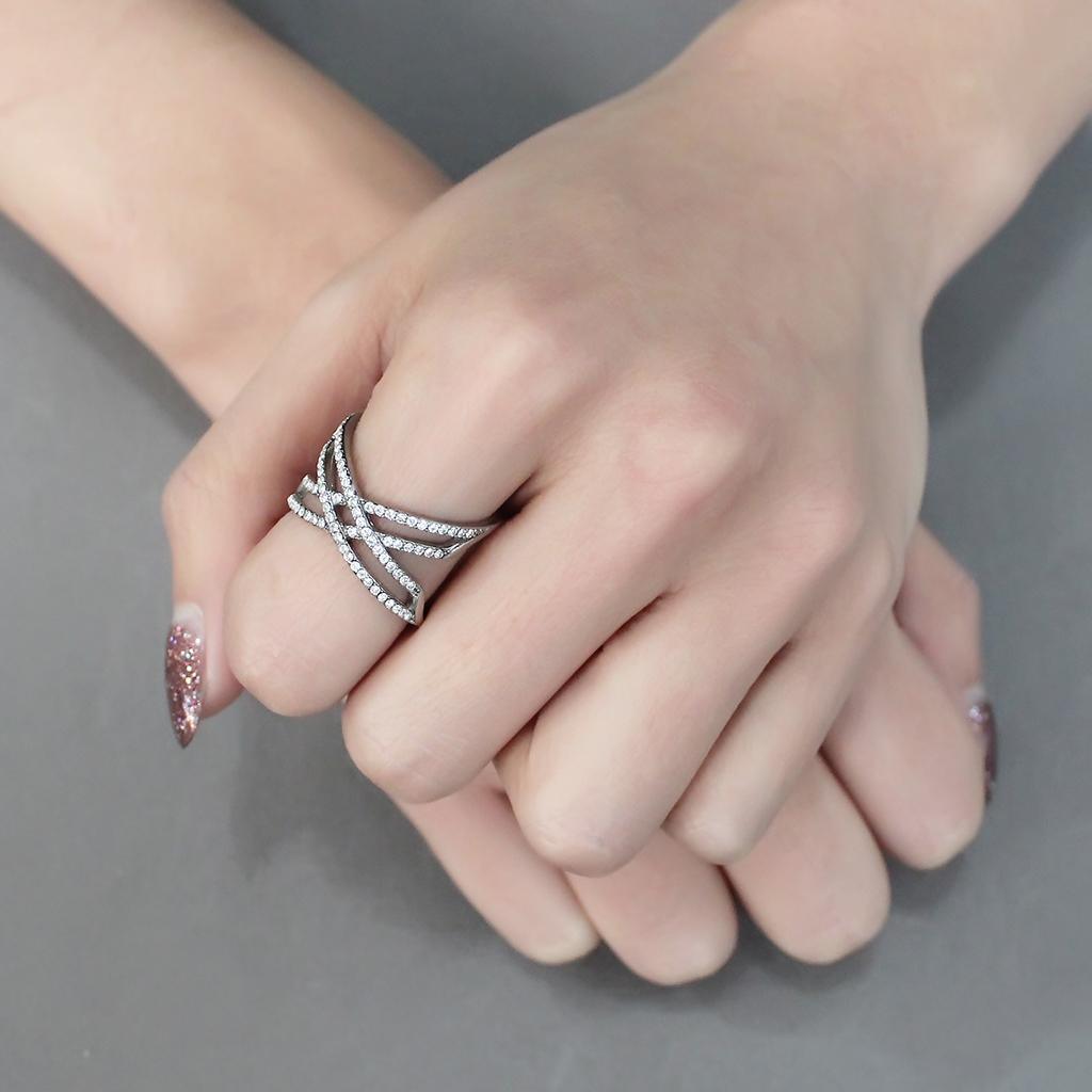 Wedding Rings for Women Engagement Cubic Zirconia Promise Ring Set for Her in Silver Tone DA255 - Jewelry Store by Erik Rayo