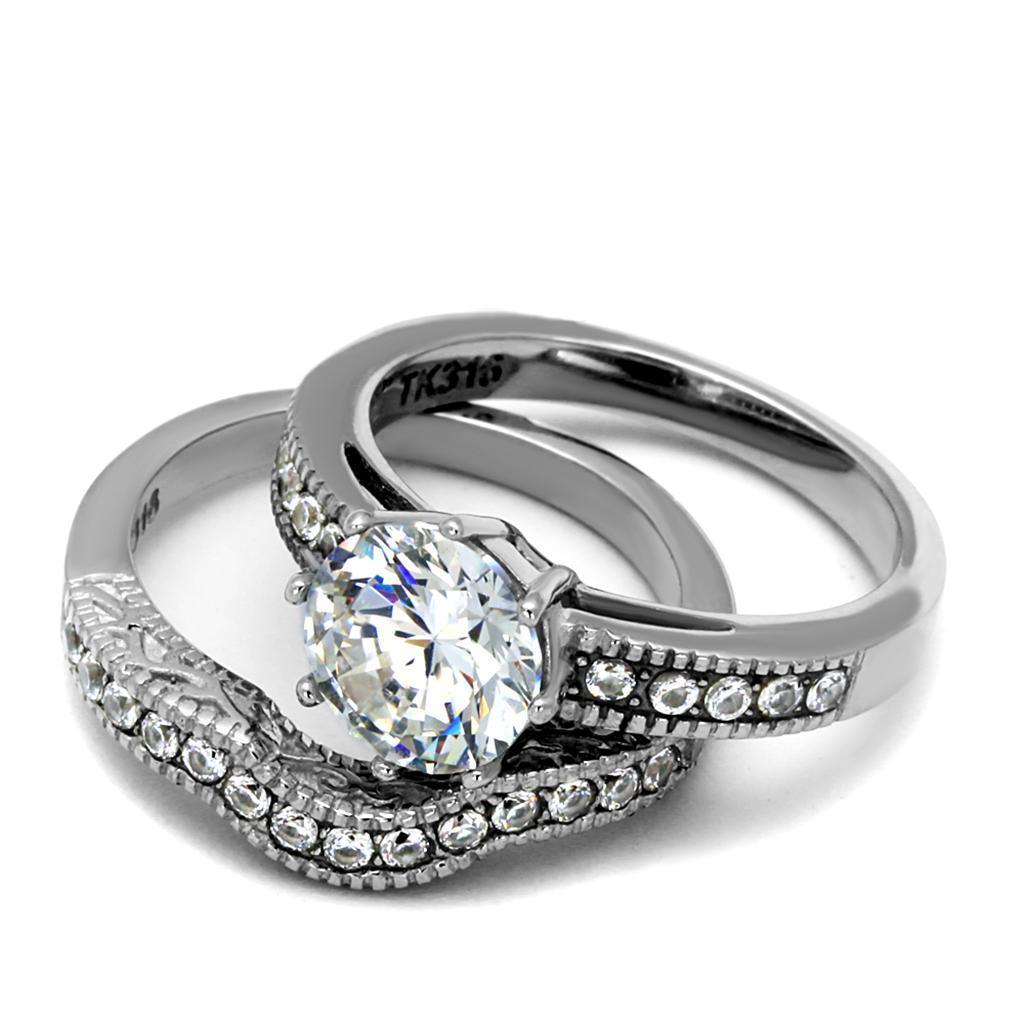Wedding Rings for Women Engagement Cubic Zirconia Promise Ring Set for Her in Silver Tone Ecatepec - Jewelry Store by Erik Rayo