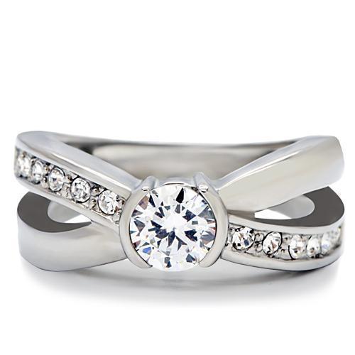 Wedding Rings for Women Engagement Cubic Zirconia Promise Ring Set for Her in Silver Tone - Jewelry Store by Erik Rayo