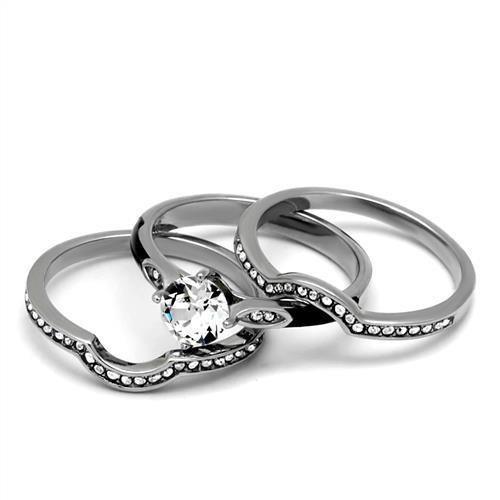 Wedding Rings for Women Engagement Cubic Zirconia Promise Ring Set for Her in Silver Tone Italy - Jewelry Store by Erik Rayo
