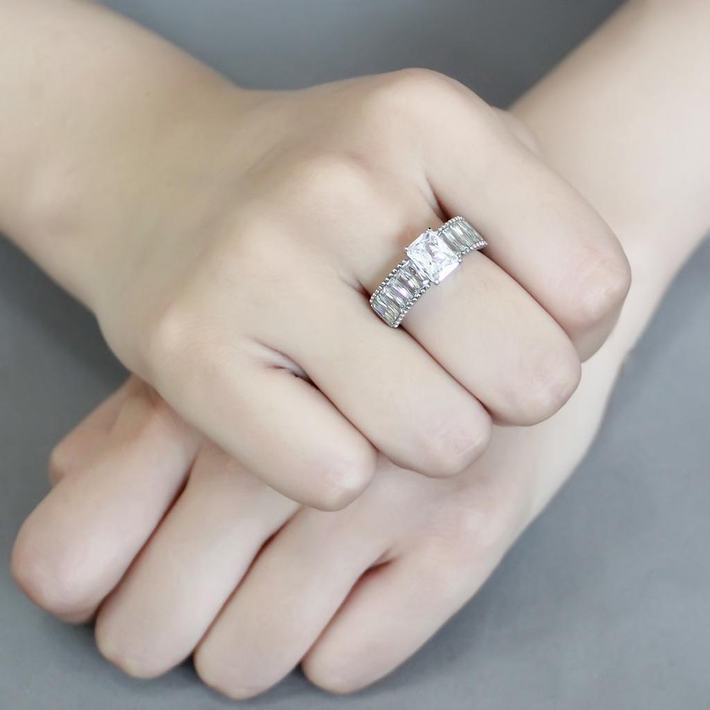 Wedding Rings for Women Engagement Cubic Zirconia Promise Ring Set for Her in Silver Tone Karla - Jewelry Store by Erik Rayo