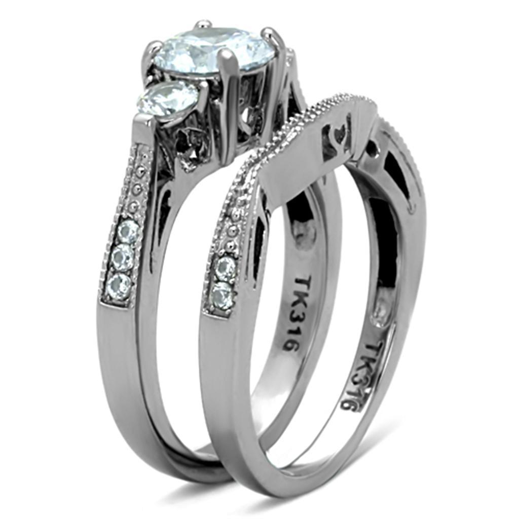 Wedding Rings for Women Engagement Cubic Zirconia Promise Ring Set for Her in Silver Tone Lima - Jewelry Store by Erik Rayo