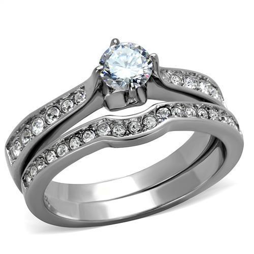 Wedding Rings for Women Engagement Cubic Zirconia Promise Ring Set for Her in Silver Tone Manaus - Jewelry Store by Erik Rayo