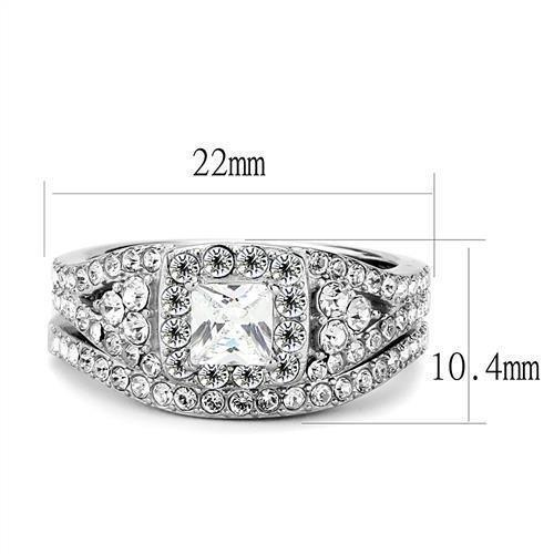 Wedding Rings for Women Engagement Cubic Zirconia Promise Ring Set for Her in Silver Tone Metera - Jewelry Store by Erik Rayo