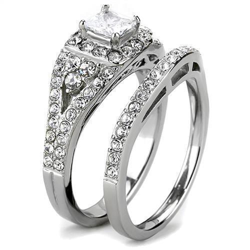 Wedding Rings for Women Engagement Cubic Zirconia Promise Ring Set for Her in Silver Tone Metera - Jewelry Store by Erik Rayo