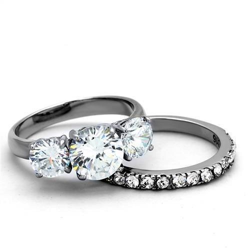 Wedding Rings for Women Engagement Cubic Zirconia Promise Ring Set for Her in Silver Tone Paris - Jewelry Store by Erik Rayo