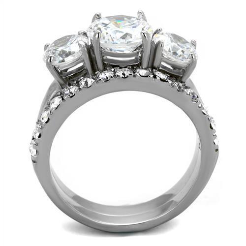 Wedding Rings for Women Engagement Cubic Zirconia Promise Ring Set for Her in Silver Tone Paris - Jewelry Store by Erik Rayo