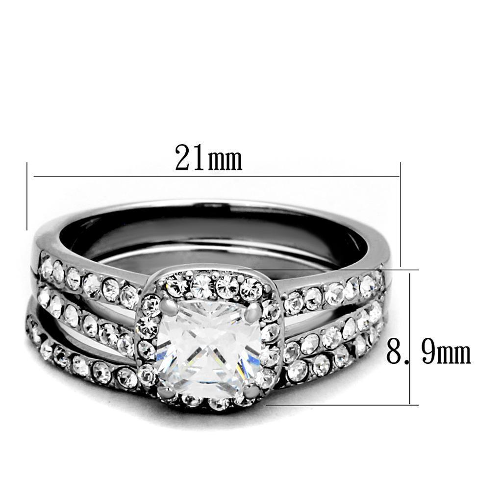 Wedding Rings for Women Engagement Cubic Zirconia Promise Ring Set for Her in Silver Tone Perm - Jewelry Store by Erik Rayo