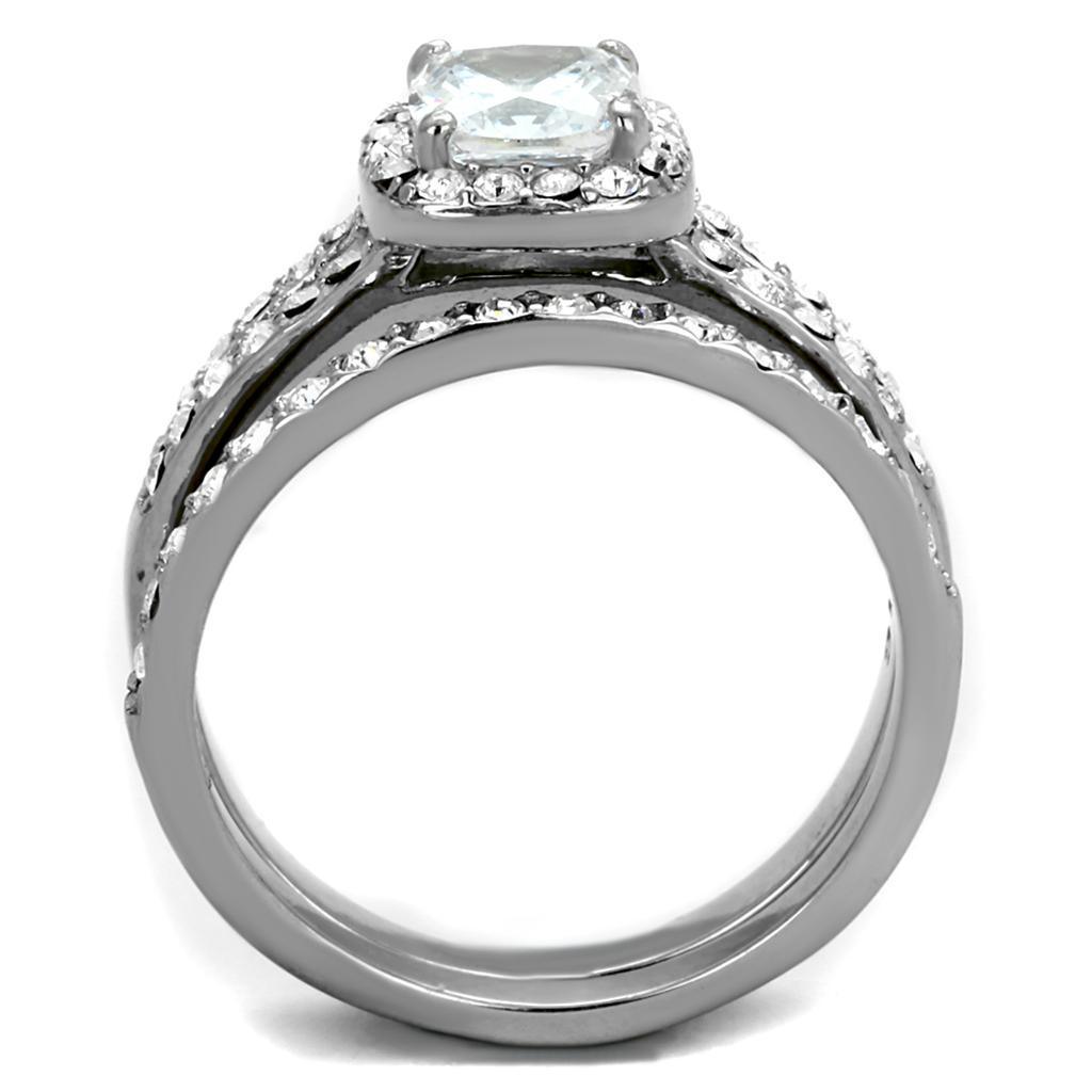 Wedding Rings for Women Engagement Cubic Zirconia Promise Ring Set for Her in Silver Tone Perm - Jewelry Store by Erik Rayo